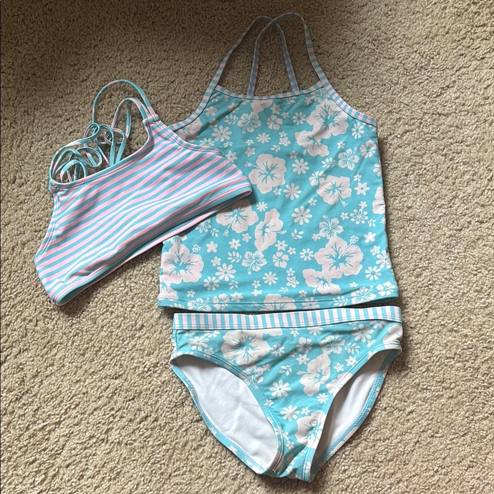 Kids Swim Set in Blue Floral
